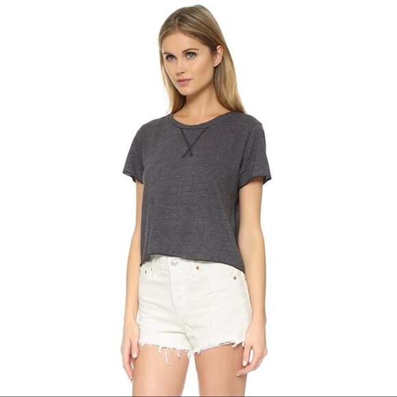 Revolve LNA Annie Crop Top Tee T-Shirt Short Sleeve Crew neck Granite Grey XS - Picture 8 of 14